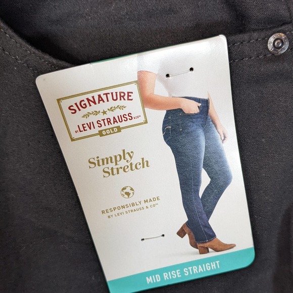Levi Strauss Signature Black Mid Rise Straight Pants Size 20S 35"Wx 32"L NWT - Picture 4 of 6